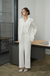 Jodin High Waist Pinstripe Pleated Wide Pants in Iconic White Pinstripe