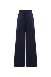 Jodin High Waist Pinstripe Pleated Wide Pants in Navy Pinstripe