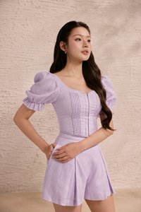 Riven High Waist Flare Shorts in Lavender