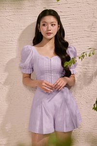 Riven High Waist Flare Shorts in Lavender