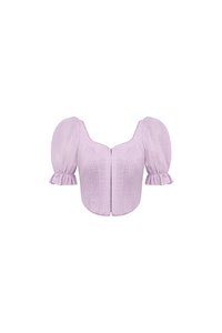Riven V-Waist Puff Sleeves Pintuck Top in Lavender