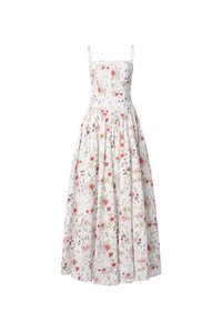 Sylvia Padded Strappy Flare V-Waist Maxi Dress in Rosewater Meadow