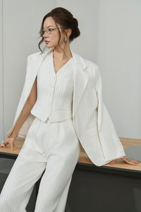 Victoria Pinstripe Vest Top in Iconic White Pinstripe