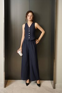 Victoria Pinstripe Vest Top in Navy Pinstripe
