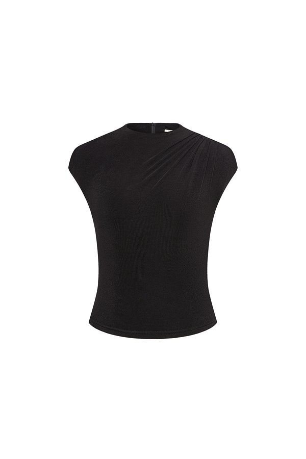Emory Drape Cap Sleeves Top in Classic Black