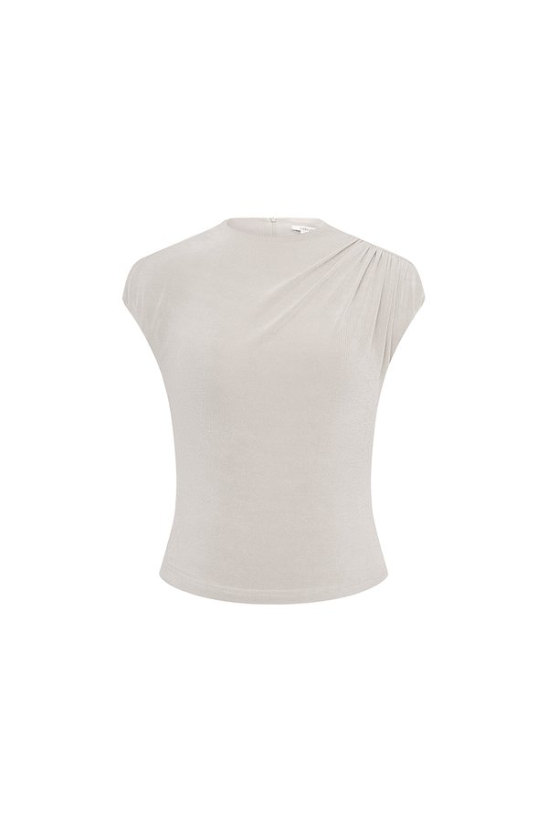 Emory Drape Cap Sleeves Top in Iconic White