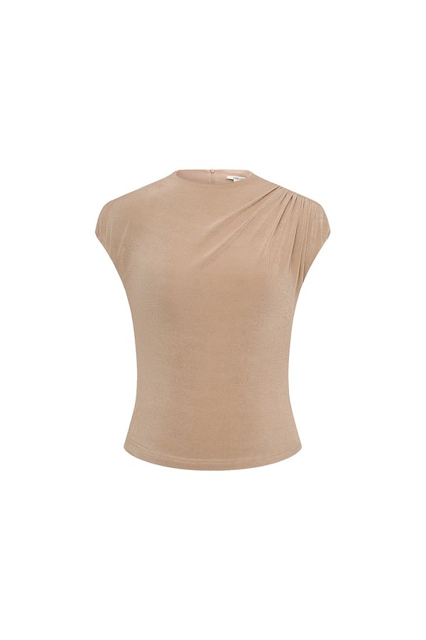 Emory Drape Cap Sleeves Top in Nude Glow