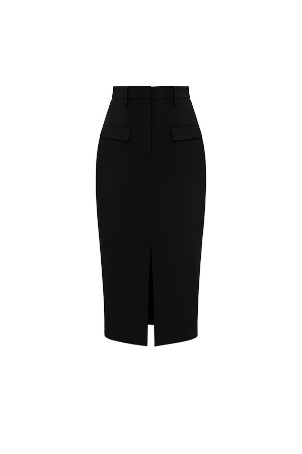Gertrude High Waist Midi Skirt in Classic Black