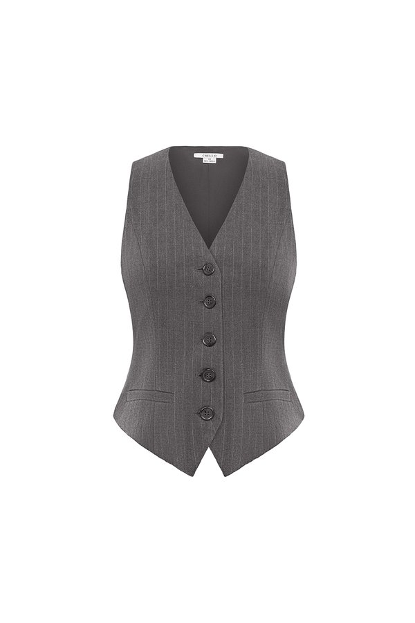 Victoria Pinstripe Vest Top in Grey Pinstripe