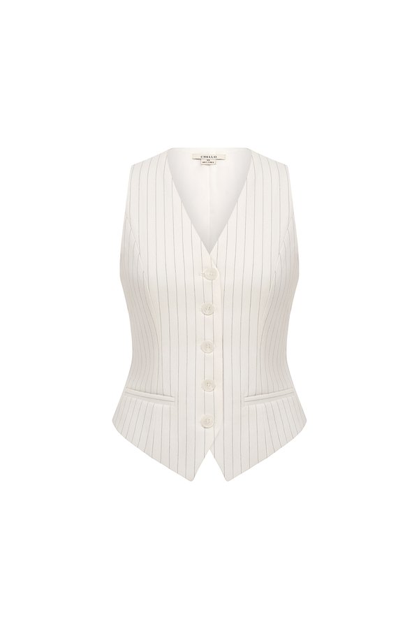 Victoria Pinstripe Vest Top in Iconic White Pinstripe