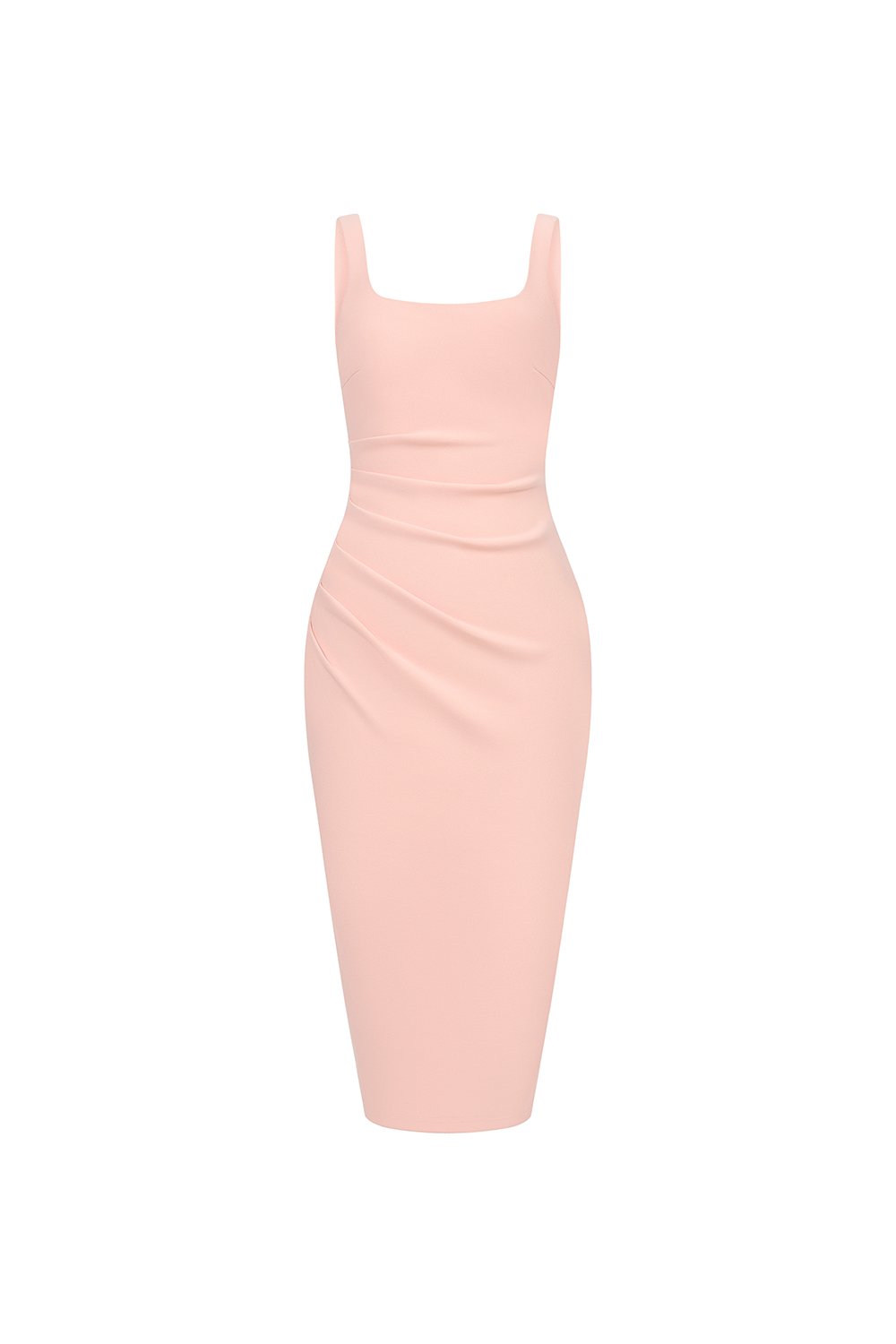 Airlea Padded Ruched Low Back Pencil Dress in Ballet Pink