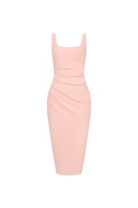 Airlea Padded Ruched Low Back Pencil Dress in Ballet Pink