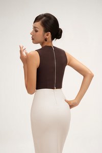 Ashlynn Padded Queen Anne Top in Chocolate