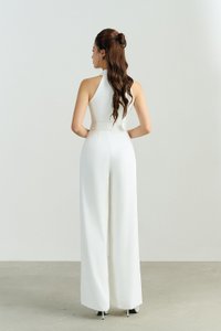 Aurel Crossover Halter Jumpsuit in Iconic White