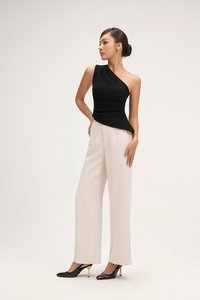Lucinda Padded Toga Asymmetrical Top in Classic Black