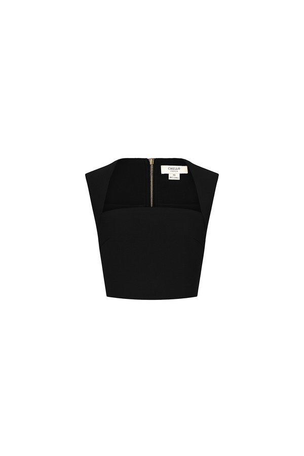 Ashlynn Padded Queen Anne Top in Classic Black