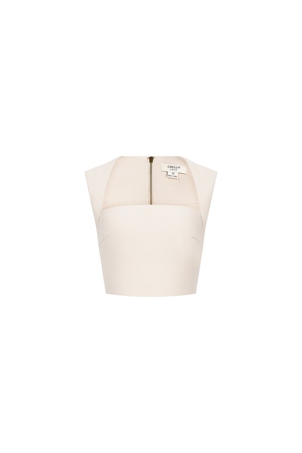 Ashlynn Padded Queen Anne Top in Ivory