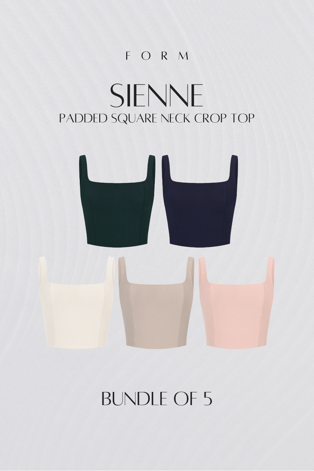 Sienne Padded Square Neck Crop Top Bundle of 5