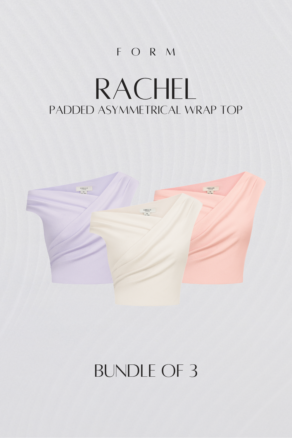 Rachel Padded Asymmetrical Wrap Top Bundle of 3
