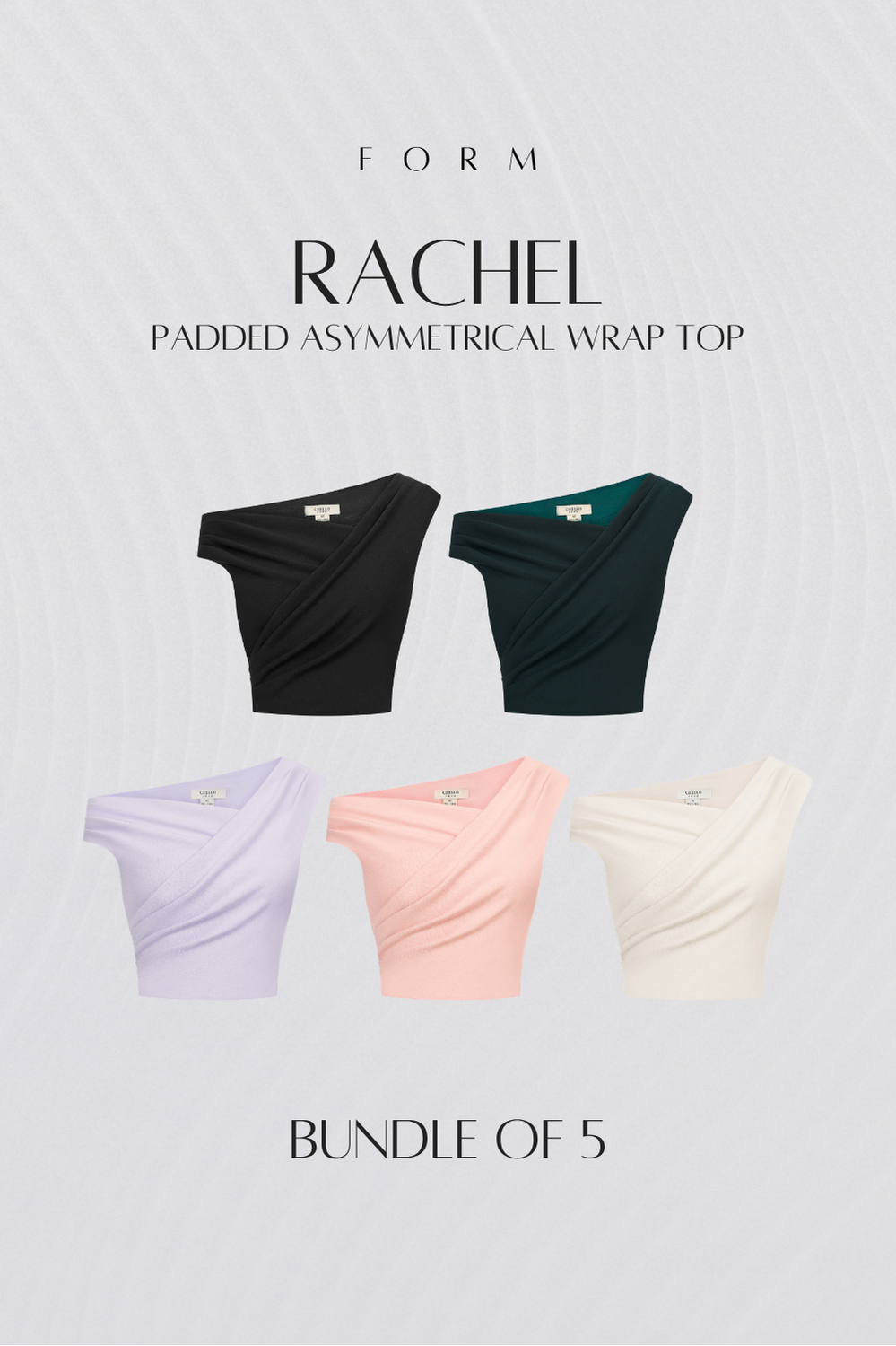 Rachel Padded Asymmetrical Wrap Top Bundle of 5