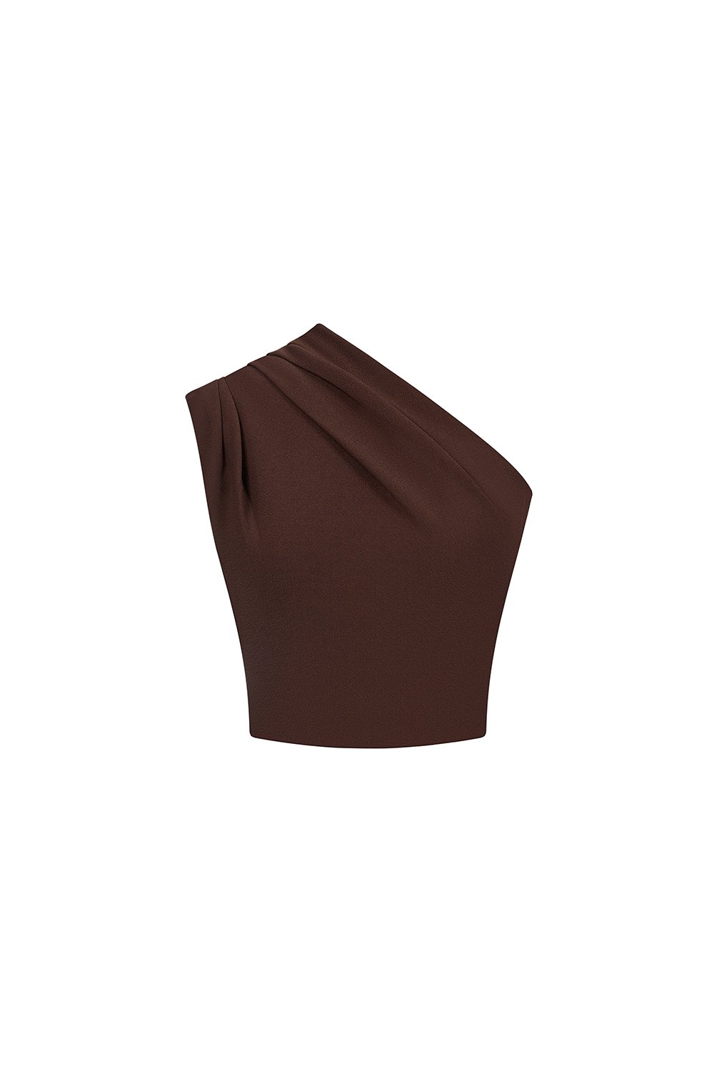 Matilda Padded Asymmetrical Toga Top in Chocolate