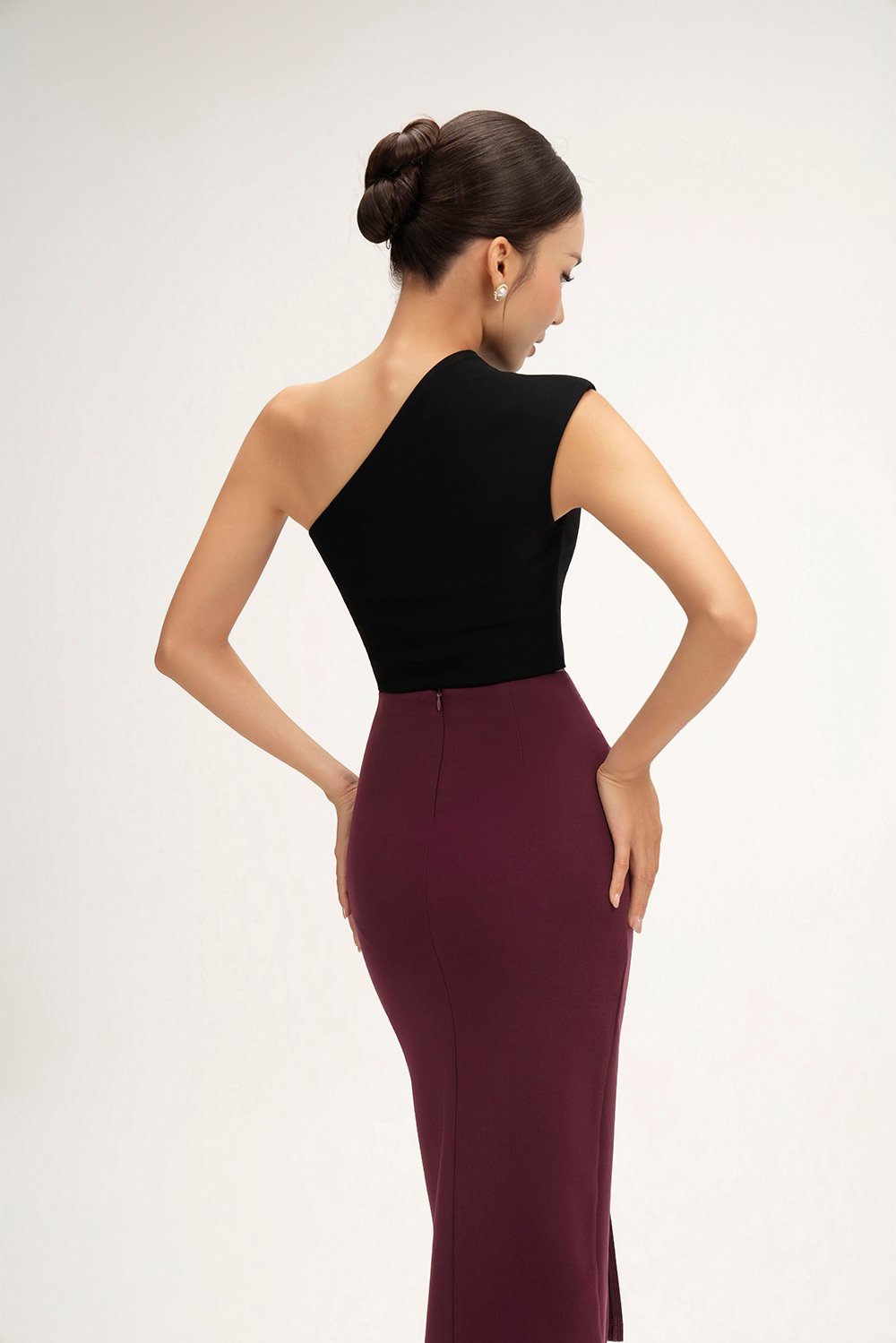 Matilda Padded Asymmetrical Toga Top in Classic Black