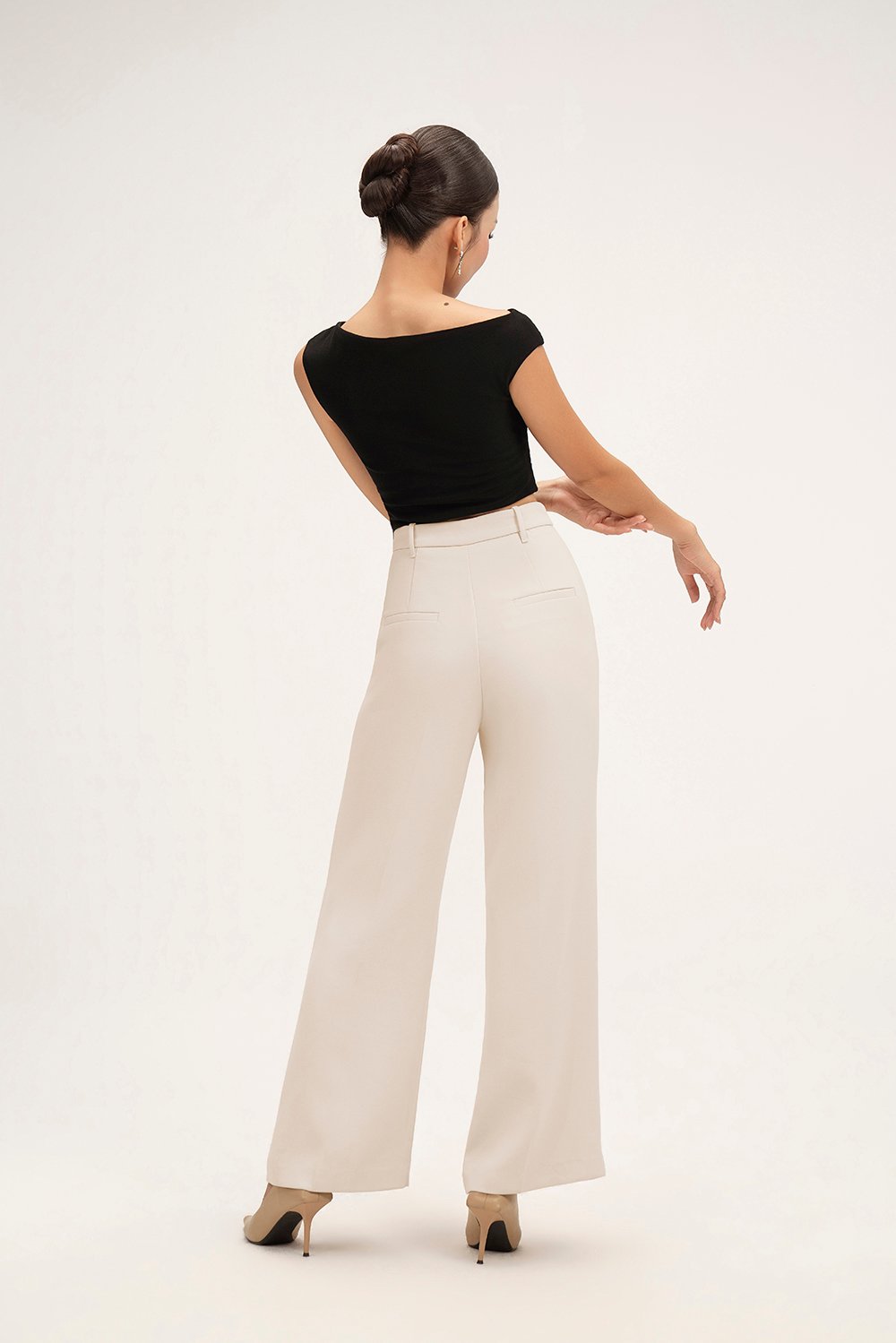 Rachel Padded Asymmetrical Wrap Top in Classic Black