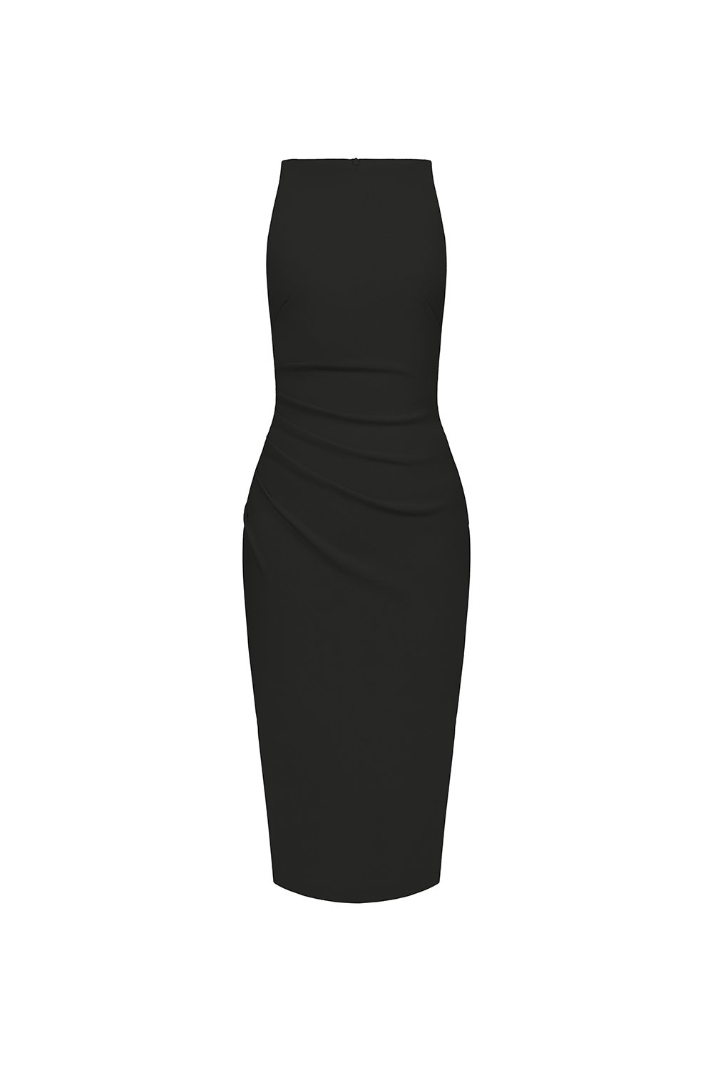 Sabrina Padded Ruched Pencil Dress in Classic Black