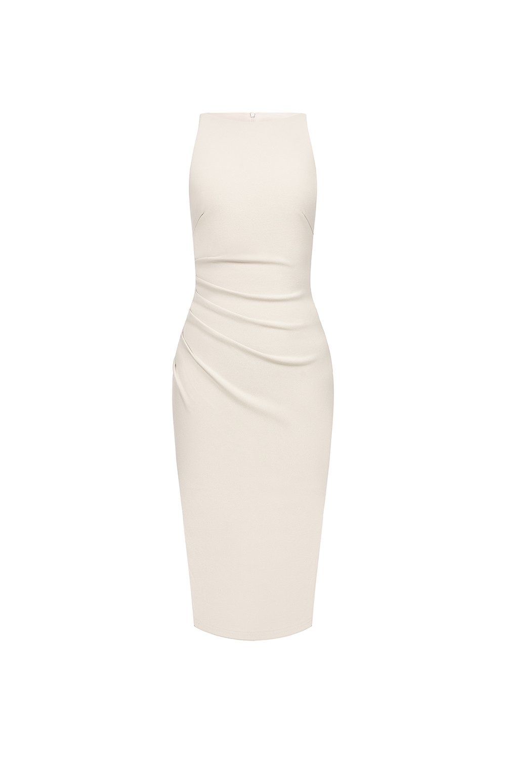 Sabrina Padded Ruched Pencil Dress in Ivory