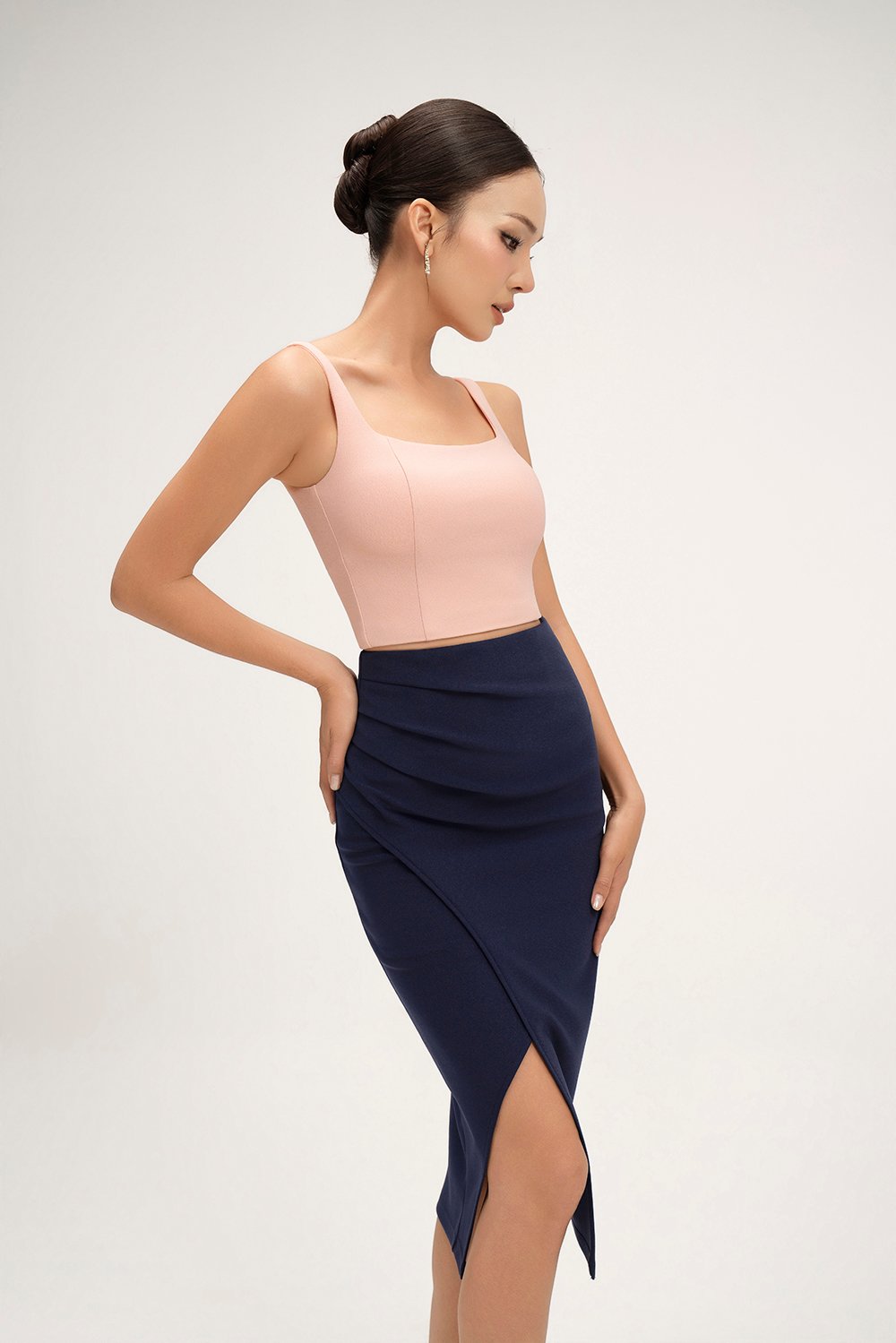 Sienne Padded Square Neck Crop Top in Ballet Pink