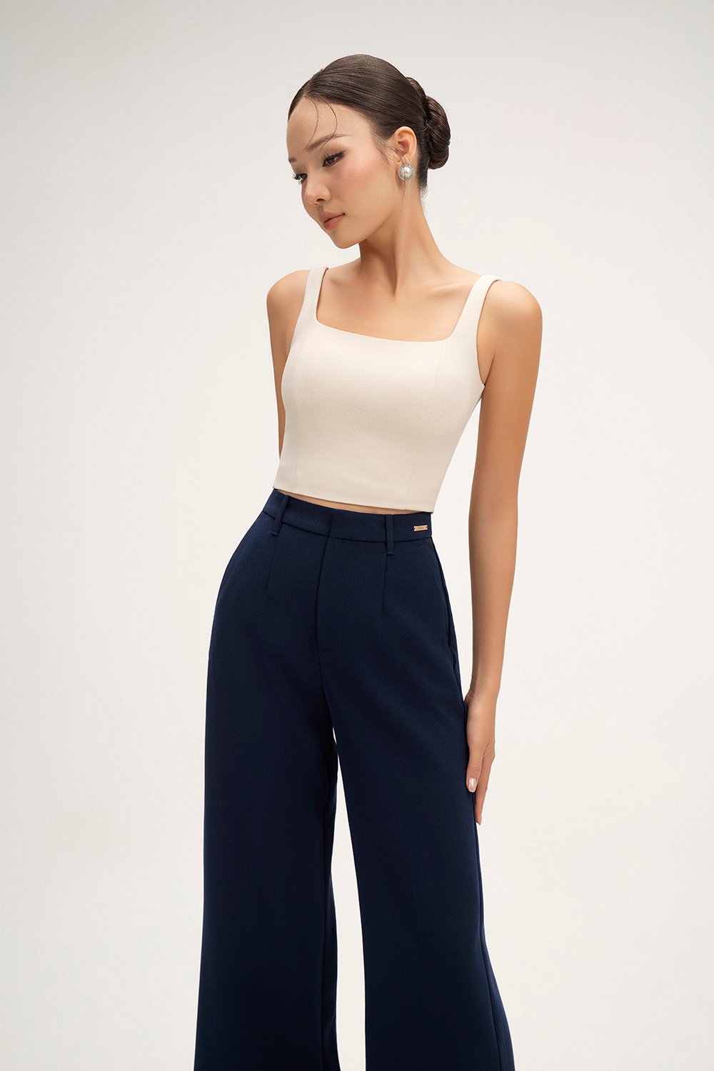 Sienne Padded Square Neck Crop Top in Ivory
