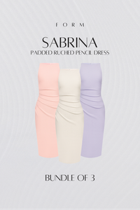 Sabrina Padded Ruched Pencil Dress Bundle of 3