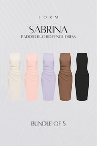 Sabrina Padded Ruched Pencil Dress Bundle of 5