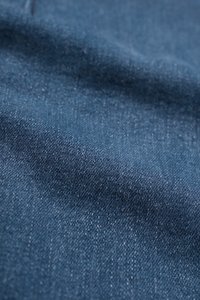 Beatrice V-Neckline Puff Sleeves Pencil Denim Dress in Classic Denim