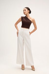 Matilda Padded Asymmetrical Toga Top in Chocolate