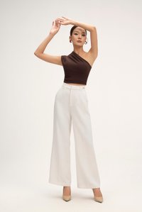 Matilda Padded Asymmetrical Toga Top in Chocolate