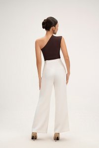 Matilda Padded Asymmetrical Toga Top in Chocolate