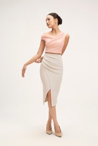 Rachel Padded Asymmetrical Wrap Top in Ballet Pink