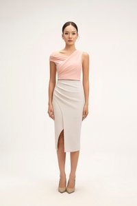 Rachel Padded Asymmetrical Wrap Top in Ballet Pink