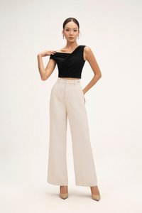 Rachel Padded Asymmetrical Wrap Top in Classic Black