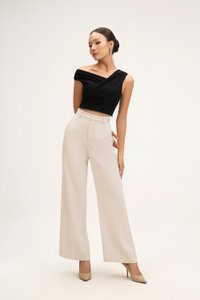 Rachel Padded Asymmetrical Wrap Top in Classic Black