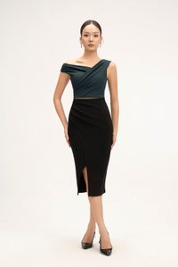 Rachel Padded Asymmetrical Wrap Top in Emerald Green