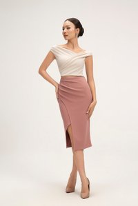 Rachel Padded Asymmetrical Wrap Top in Ivory