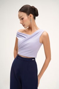 Rachel Padded Asymmetrical Wrap Top in Wisteria