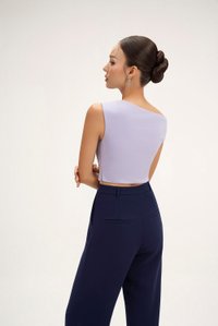 Rachel Padded Asymmetrical Wrap Top in Wisteria