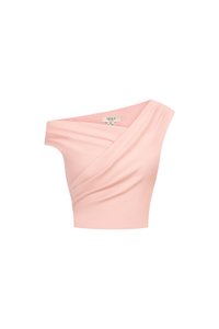 Rachel Padded Asymmetrical Wrap Top in Ballet Pink