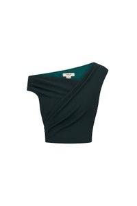 Rachel Padded Asymmetrical Wrap Top in Emerald Green
