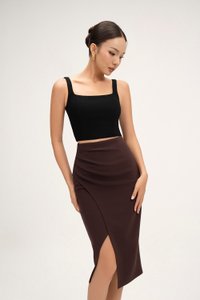 Sienne Padded Square Neck Crop Top in Classic Black