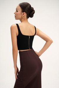Sienne Padded Square Neck Crop Top in Classic Black