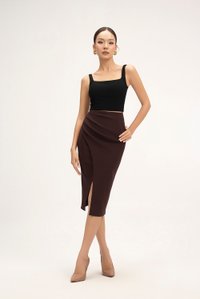 Sienne Padded Square Neck Crop Top in Classic Black